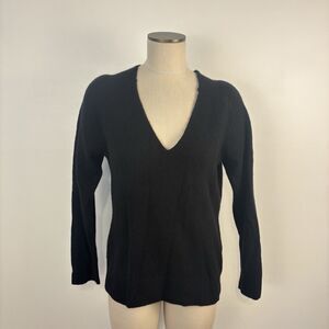 Paige Womens Medium Adalyn V-Neck 100% Cashmere Black Soft Sweater